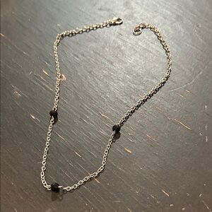 Elegant Silver and Black Beaded Necklace